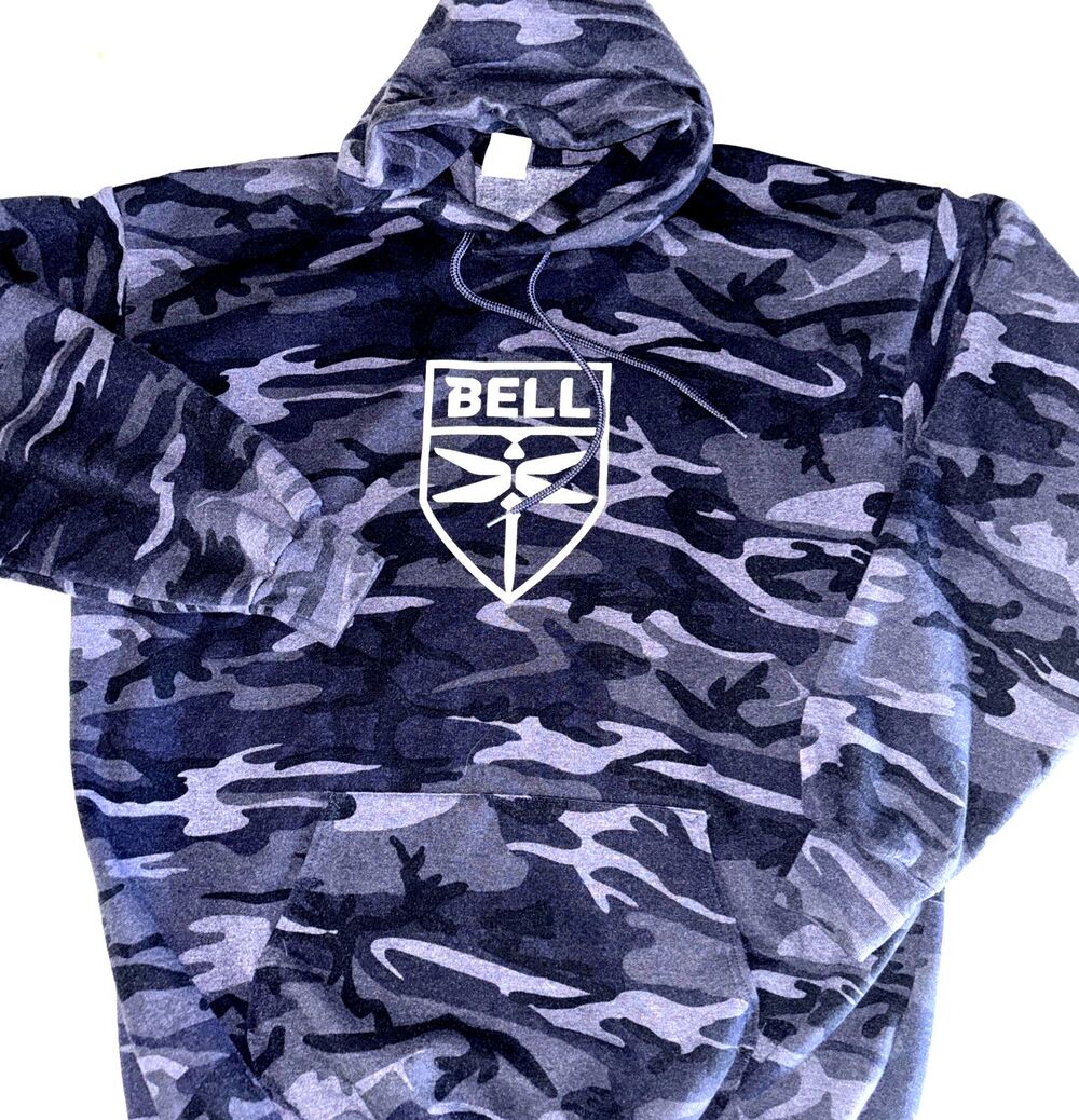 Bell Helicopter Flight Textron Hoodie Sweatshirt Mens XL Black Camo Dragonfly